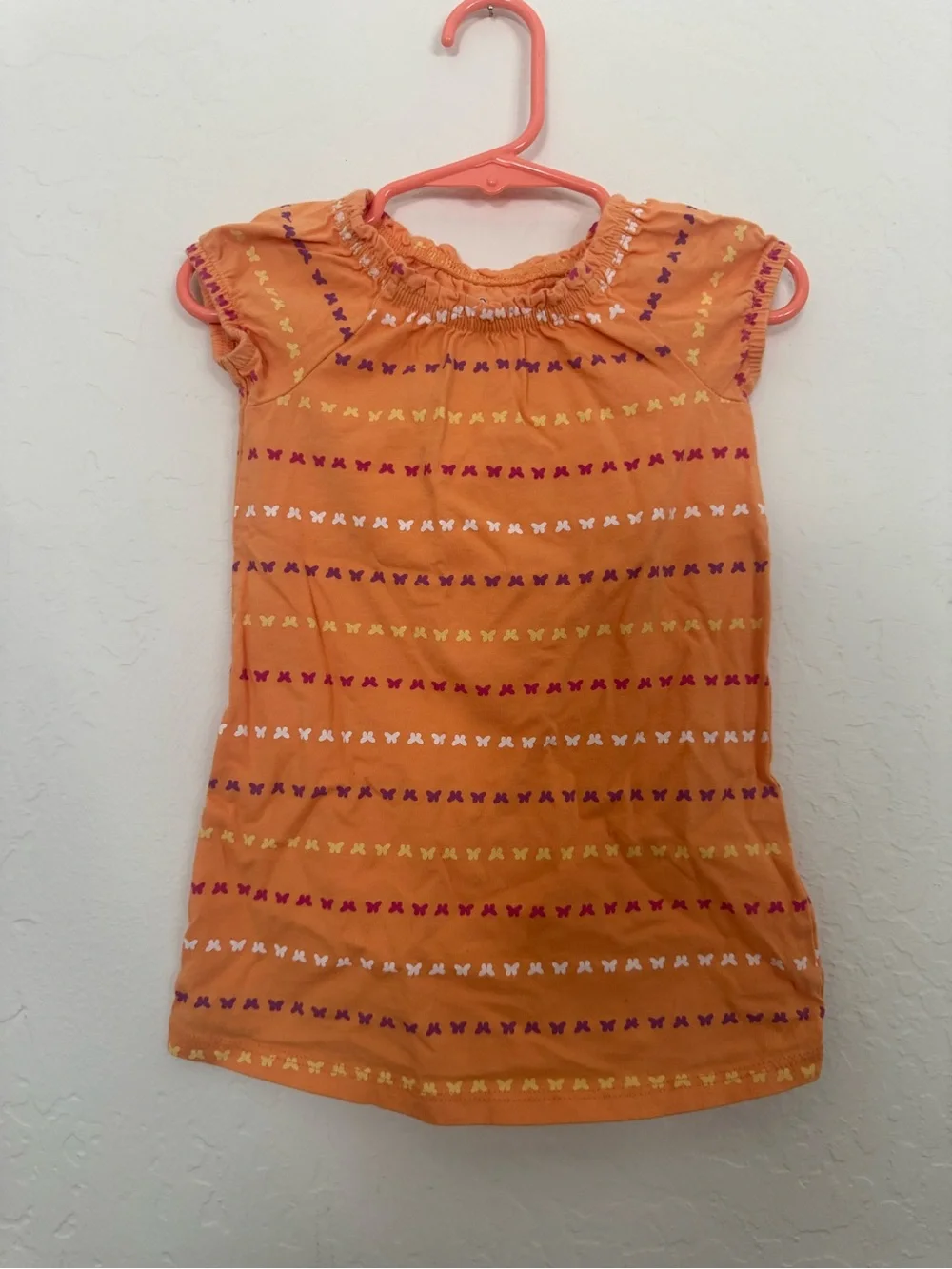 Orange Girl's Striped Flutter Sleeve Dress